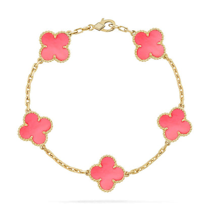 [AuraEcho] CLOVER 5 MOTIFS  PINK MOP BRACELET COLLECTION