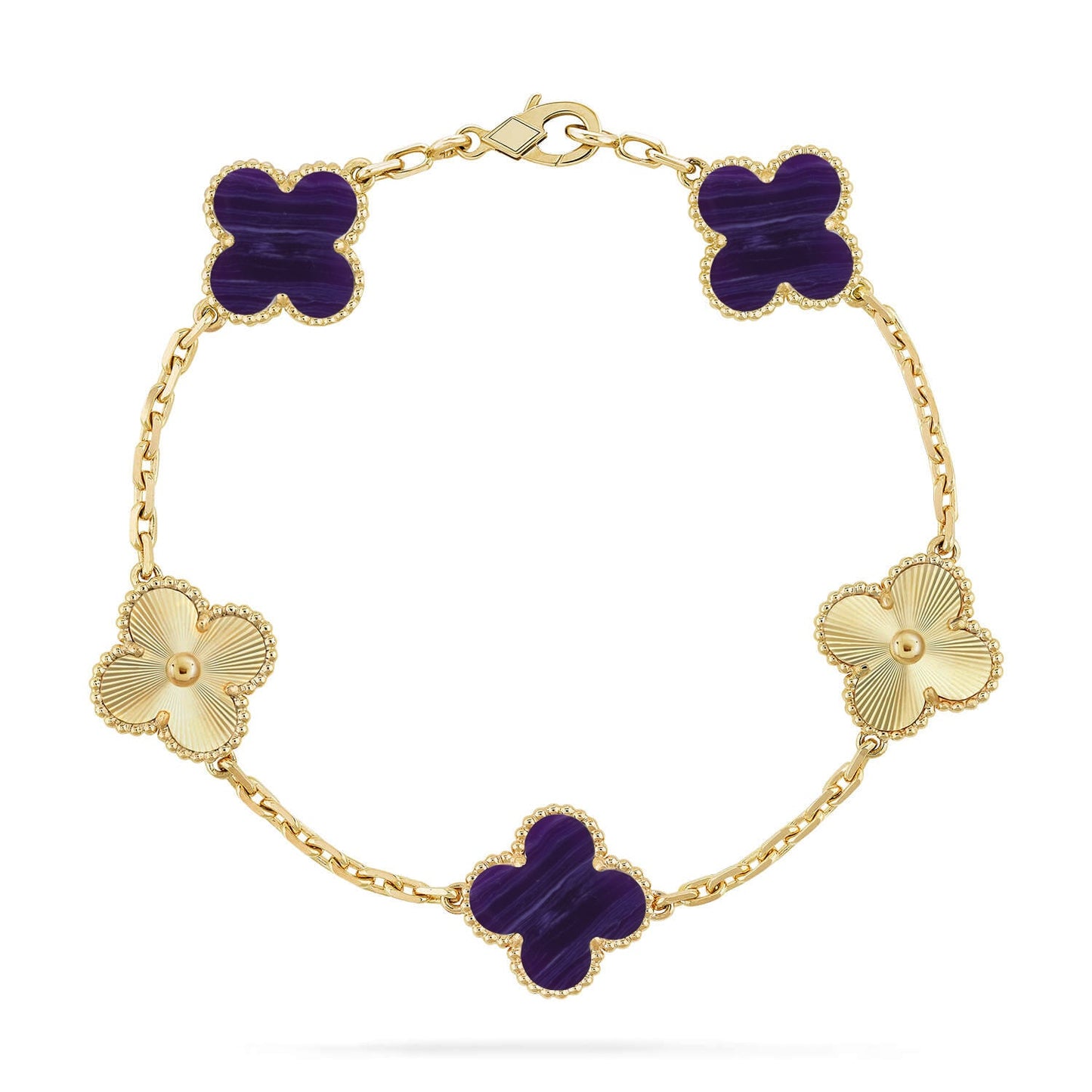 [AuraEcho]CLOVER 5 MOTIF PURPLE STRIPES BRACELET COLLECTION