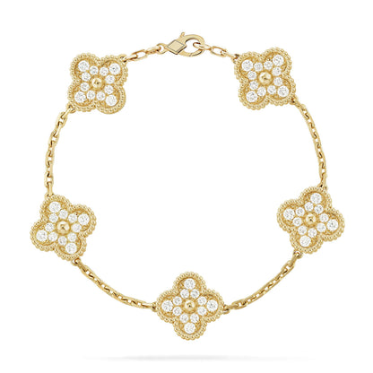 [AuraEcho] CLOVER 5 MOTIF FULL DIAMOND BRACELET COLLECTION