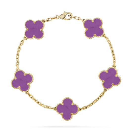 [AuraEcho] CLOVER 5 MOTIF VIOLET BRACELET COLLECTION