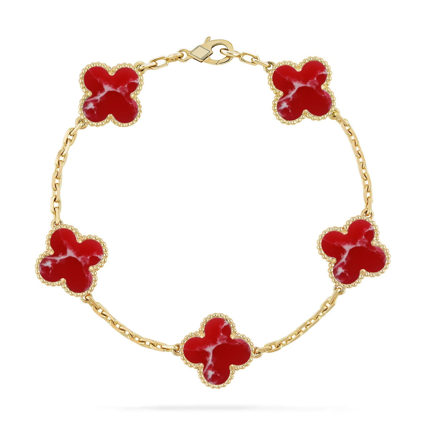 [AuraEcho]CLOVER 5 MOTIF RED PATTERN BRACELET COLLECTION