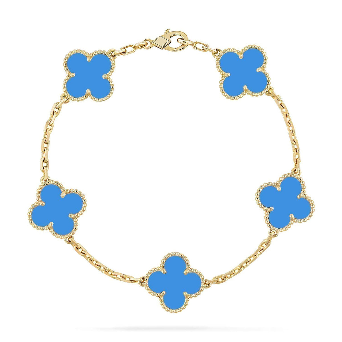 [AuraEcho] CLOVER 5 MOTIF BLUE AGATE BRACELET COLLECTION