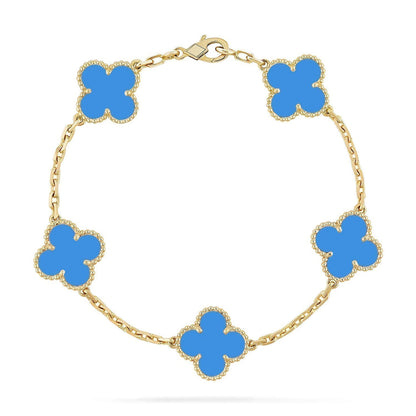 [AuraEcho] CLOVER 5 MOTIF BLUE AGATE BRACELET COLLECTION