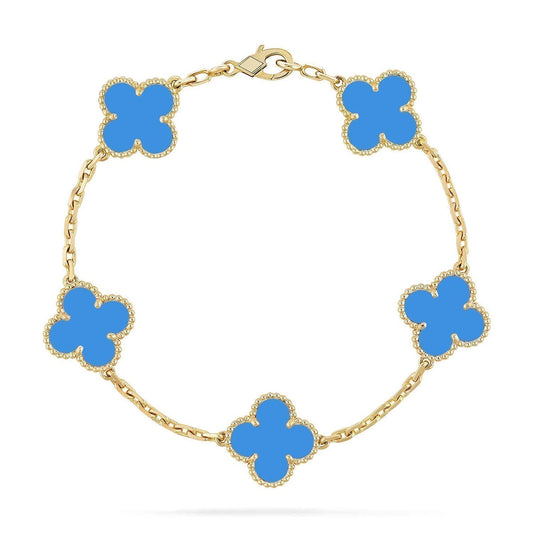 [AuraEcho] CLOVER 5 MOTIF BLUE AGATE BRACELET COLLECTION