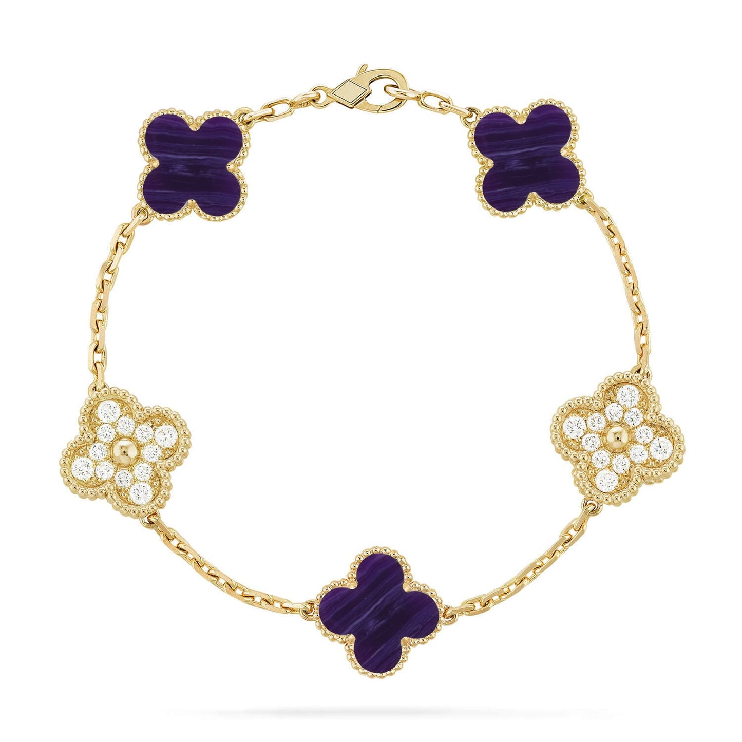 [AuraEcho]CLOVER 5 MOTIF PURPLE STRIPES BRACELET COLLECTION