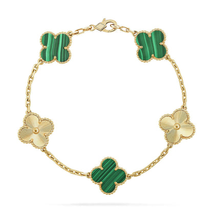 [AuraEcho] CLOVER 5 MOTIF MALACHITE BRACELET COLLECTION