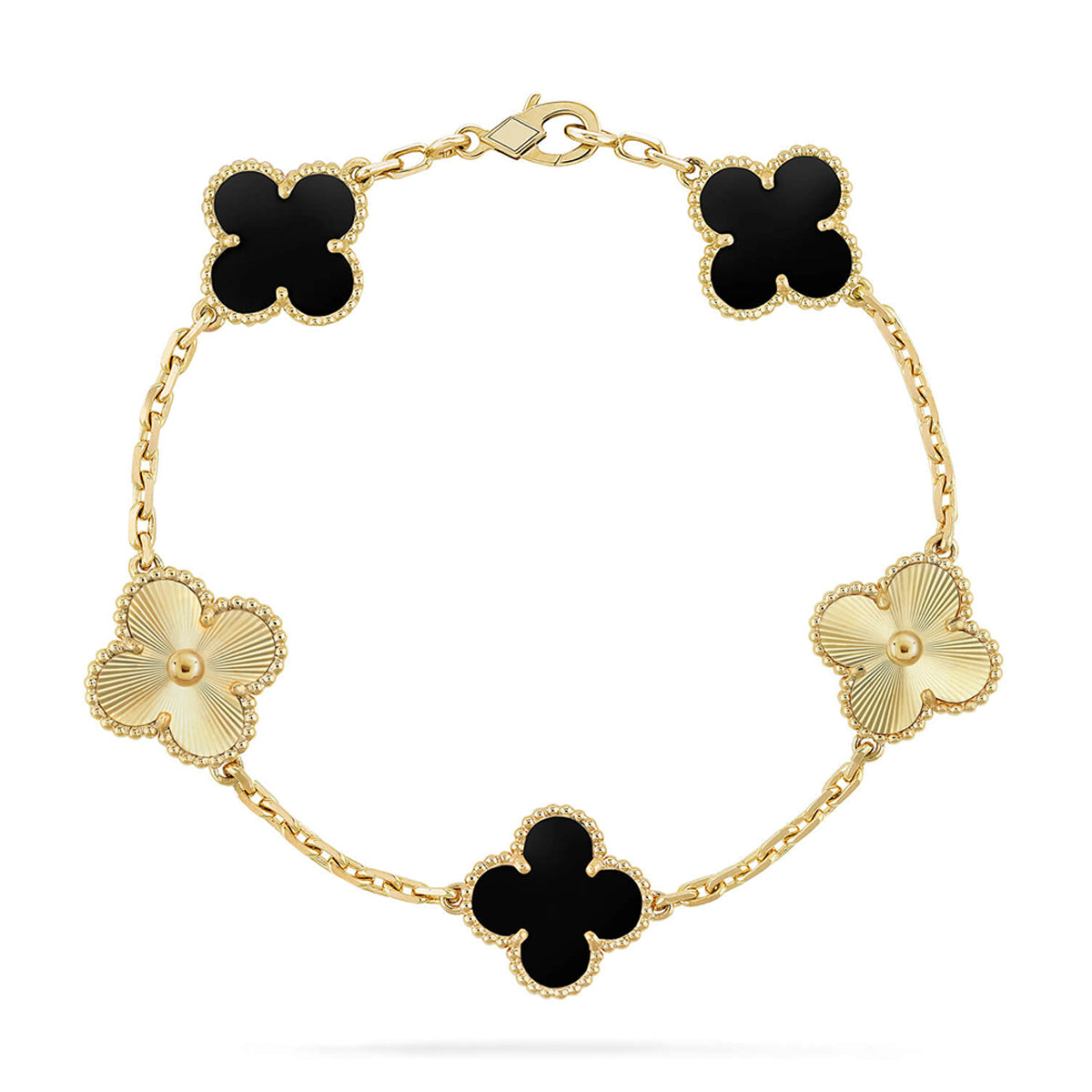 [AuraEcho] CLOVER 5 MOTIF ONYXS BRACELET COLLECTION
