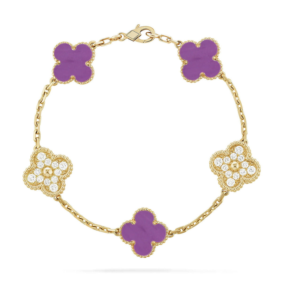 [AuraEcho] CLOVER 5 MOTIF VIOLET BRACELET COLLECTION