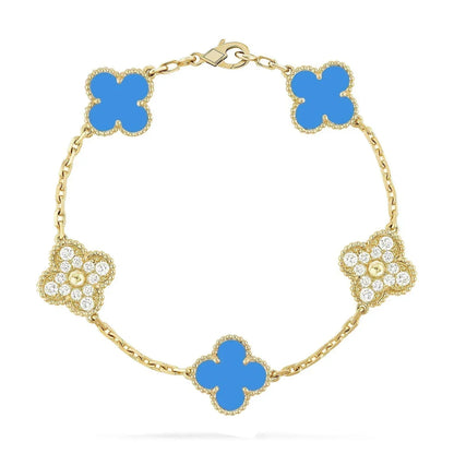 [AuraEcho] CLOVER 5 MOTIF BLUE AGATE BRACELET COLLECTION