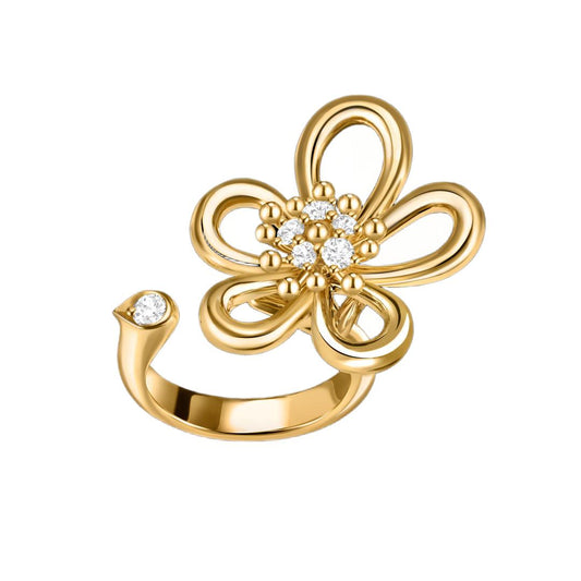 [AuraEcho]  FLOWERLACE OPEN RING 5 DIAMONDS