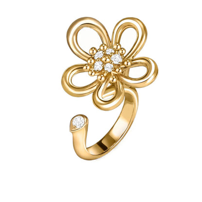 [AuraEcho]  FLOWERLACE OPEN RING 5 DIAMONDS
