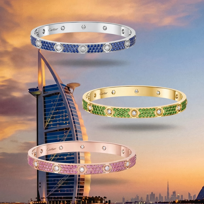 [AuraEcho]2026 PAVE GEMSTONE LOVE BRACELET 6.1MM 10 DIAMONDS