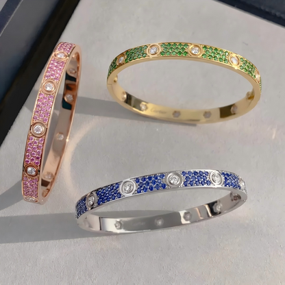 [AuraEcho]2026 PAVE GEMSTONE LOVE BRACELET 6.1MM 10 DIAMONDS