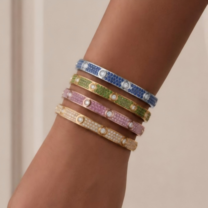 [AuraEcho]2026 PAVE GEMSTONE LOVE BRACELET 6.1MM 10 DIAMONDS