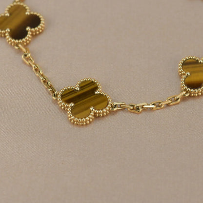 [AuraEcho] CLOVER 5 MOTIFS TIGER EYE BRACELET COLLECTION