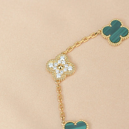 [AuraEcho] CLOVER 5 MOTIF MALACHITE BRACELET COLLECTION