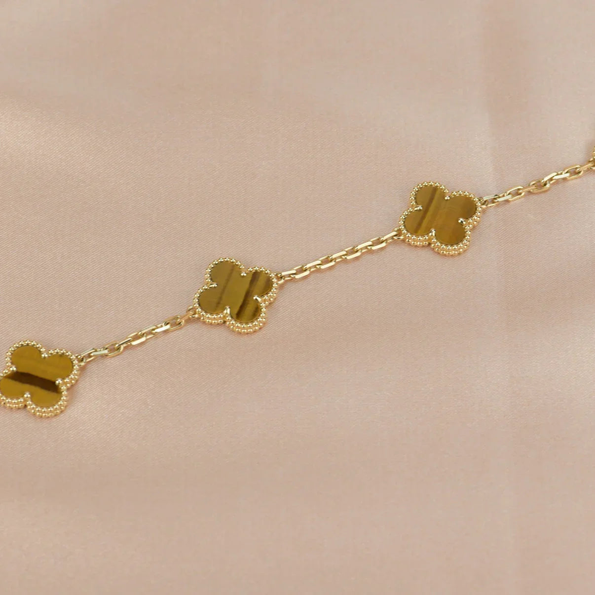 [AuraEcho] CLOVER 5 MOTIFS TIGER EYE BRACELET COLLECTION