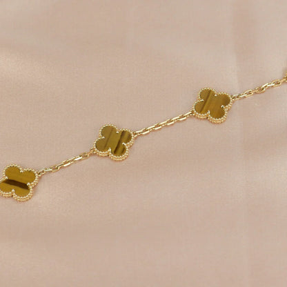 [AuraEcho] CLOVER 5 MOTIFS TIGER EYE BRACELET COLLECTION