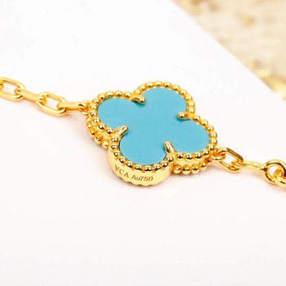 [AuraEcho] CLOVER 5 MOTIF TURQUOISE BRACELET COLLECTION
