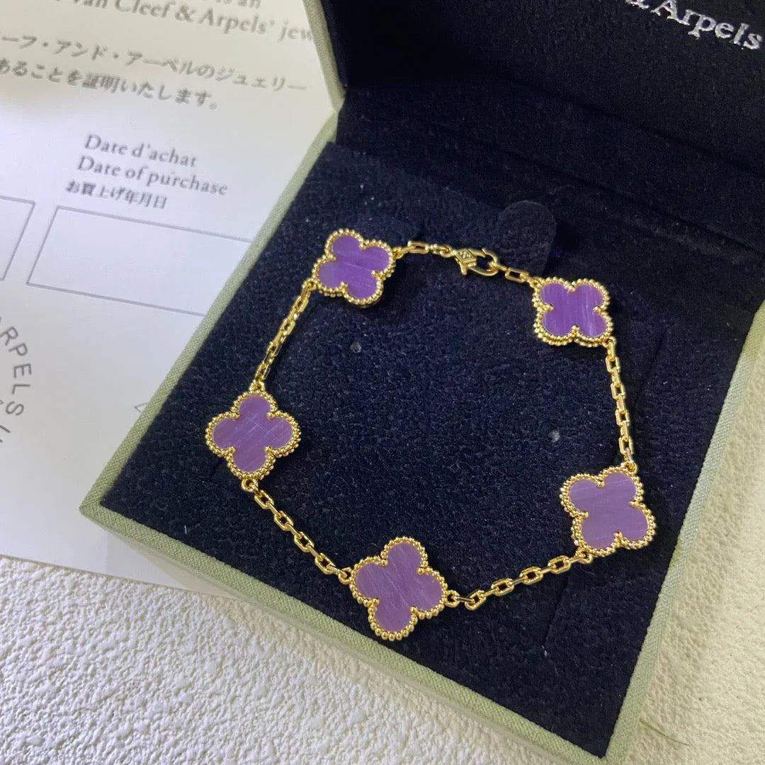 [AuraEcho] CLOVER 5 MOTIF VIOLET BRACELET COLLECTION