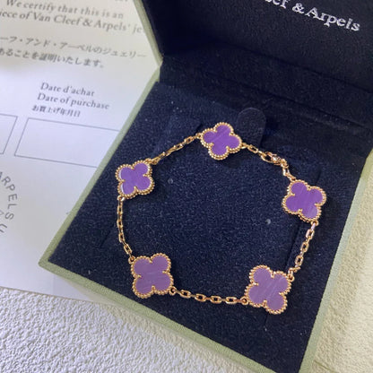 [AuraEcho] CLOVER 5 MOTIF VIOLET BRACELET COLLECTION
