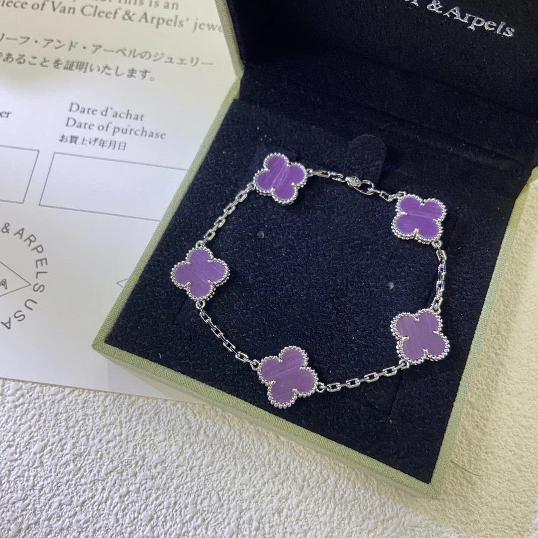 [AuraEcho] CLOVER 5 MOTIF VIOLET BRACELET COLLECTION