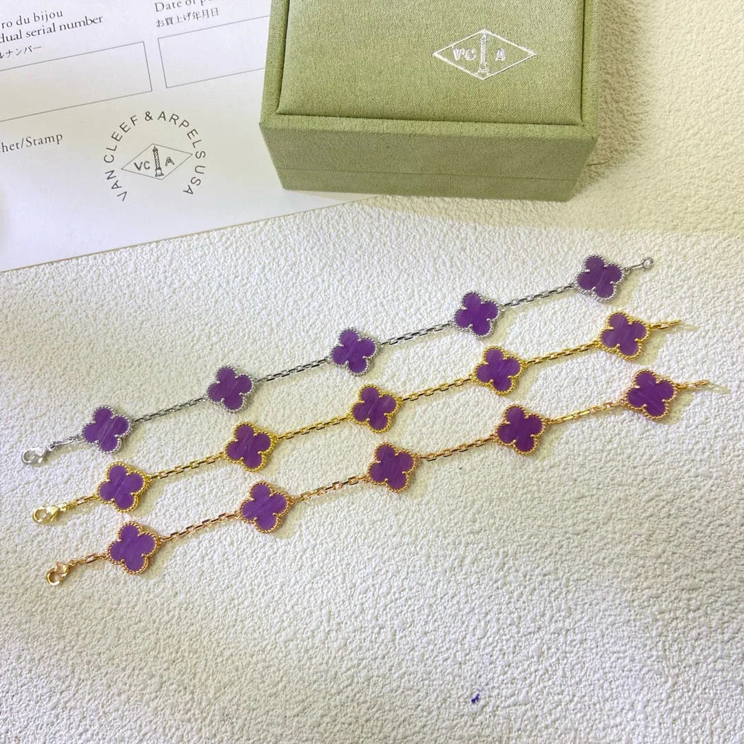 [AuraEcho] CLOVER 5 MOTIF VIOLET BRACELET COLLECTION