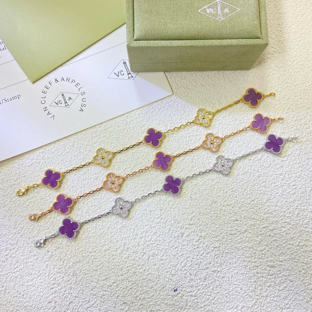 [AuraEcho] CLOVER 5 MOTIF VIOLET BRACELET COLLECTION