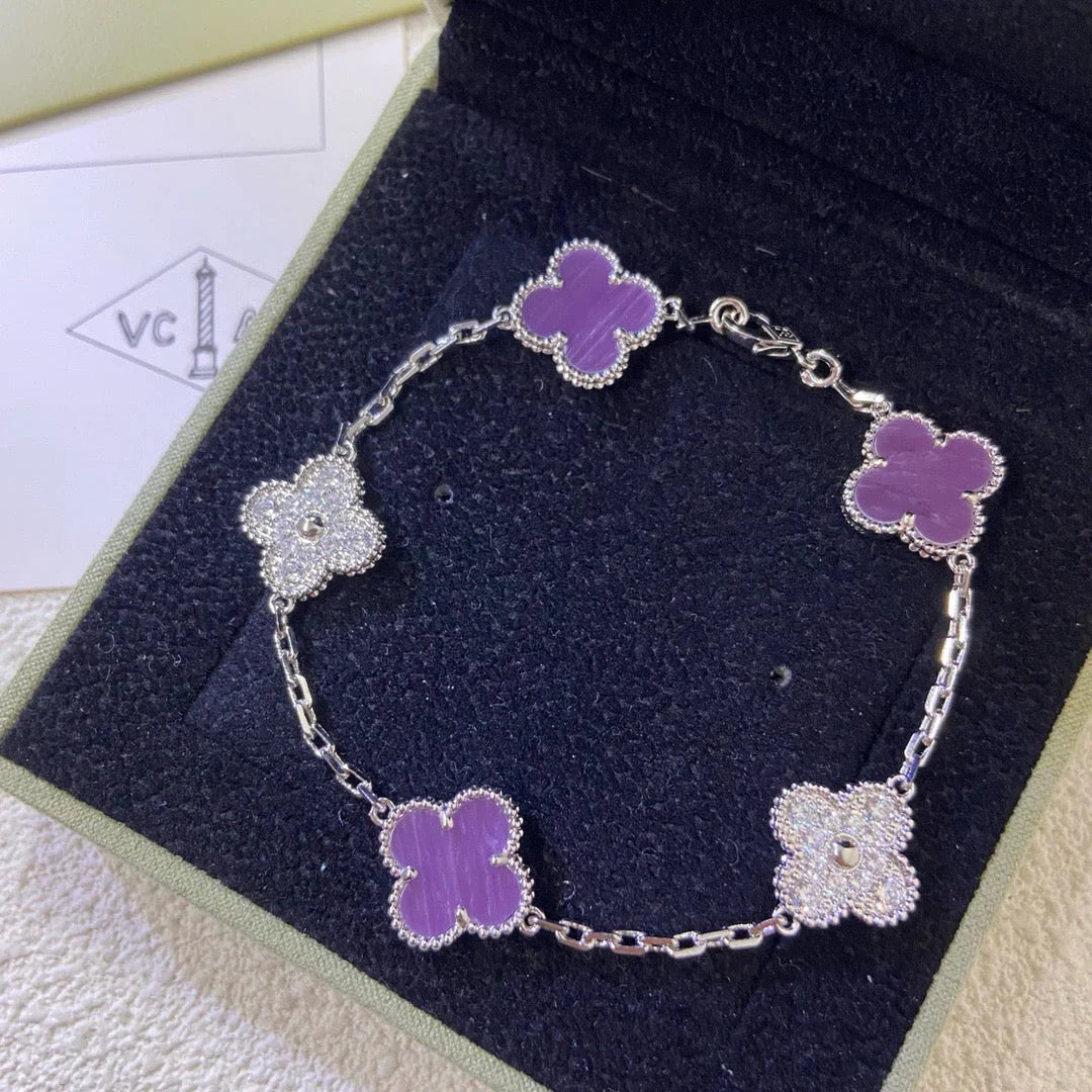 [AuraEcho] CLOVER 5 MOTIF VIOLET BRACELET COLLECTION