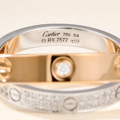 [AuraEcho]LOVE PINK GOLD SILVER DIAMOND DOUBLE RING