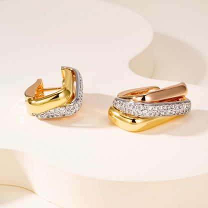 [AuraEcho]TRINITY HALF DIAMOND  CUSHION EARRINGS