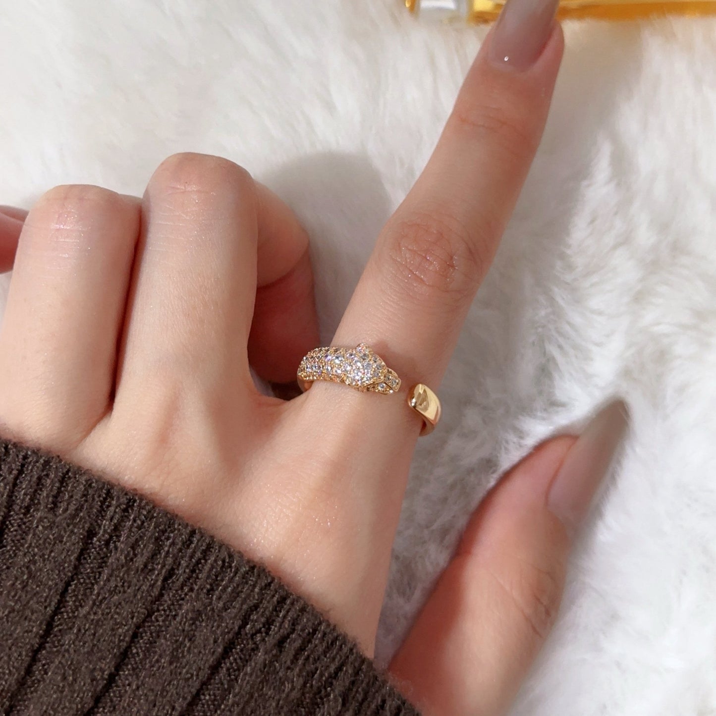 [AuraEcho]PANTHERE HALF DIAMOND SMALL RING