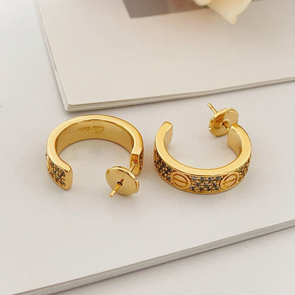 [AuraEcho]LOVE 5.5MM DIAMOND PAVED EARRINGS