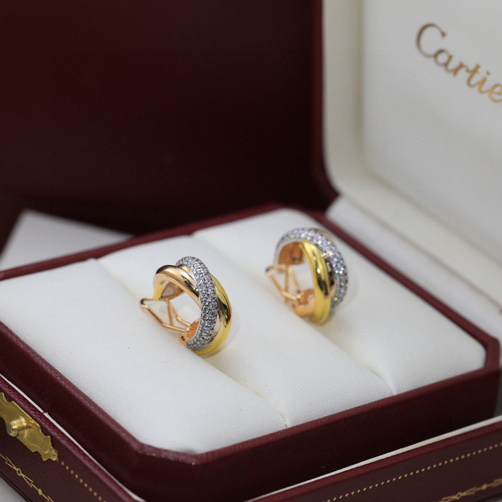 [AuraEcho]TRINITY HALF DIAMOND  CLASSIC EARRINGS