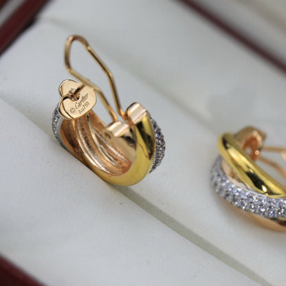 [AuraEcho]TRINITY HALF DIAMOND  CLASSIC EARRINGS