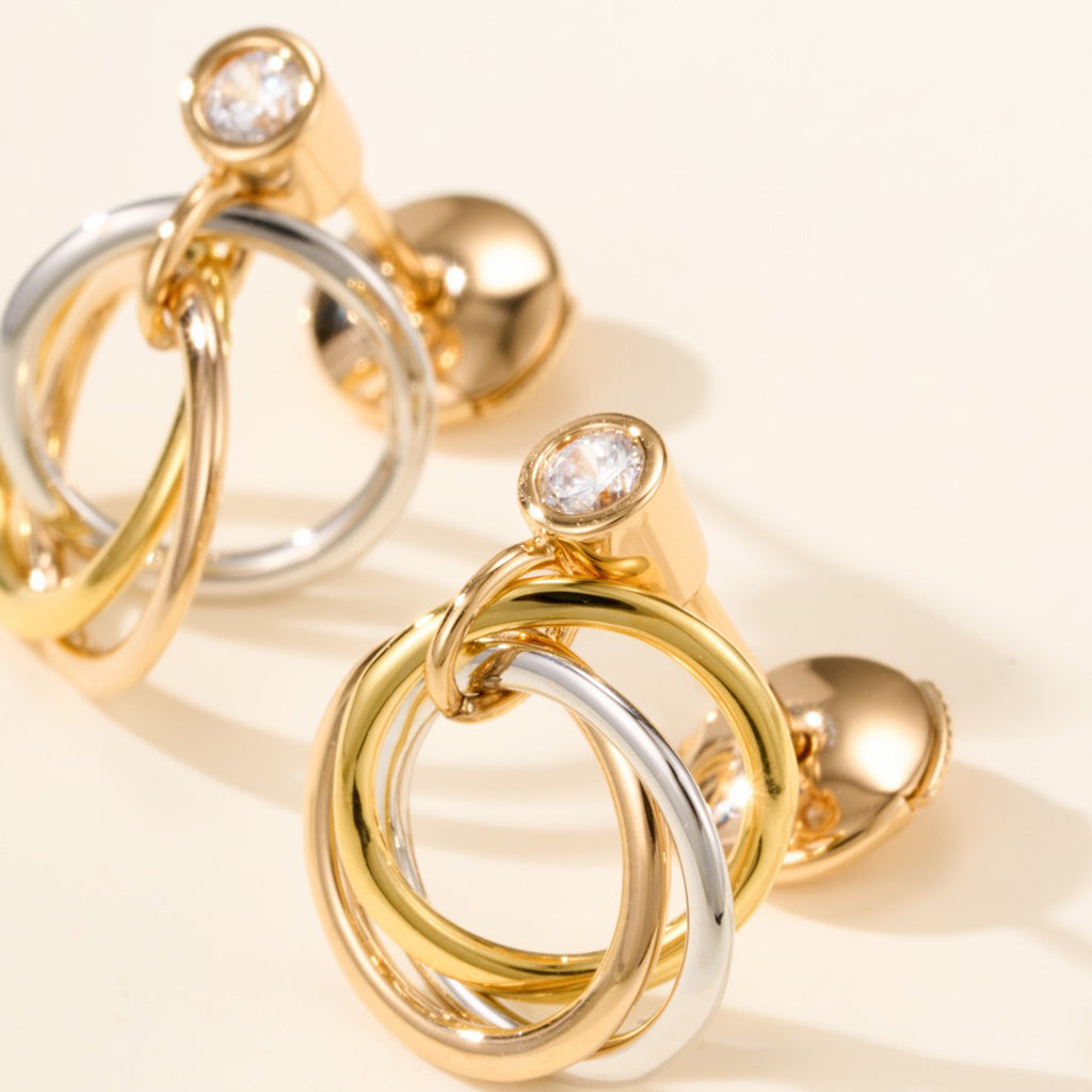 [AuraEcho]TRINITY ON DIAMOND  EARRINGS