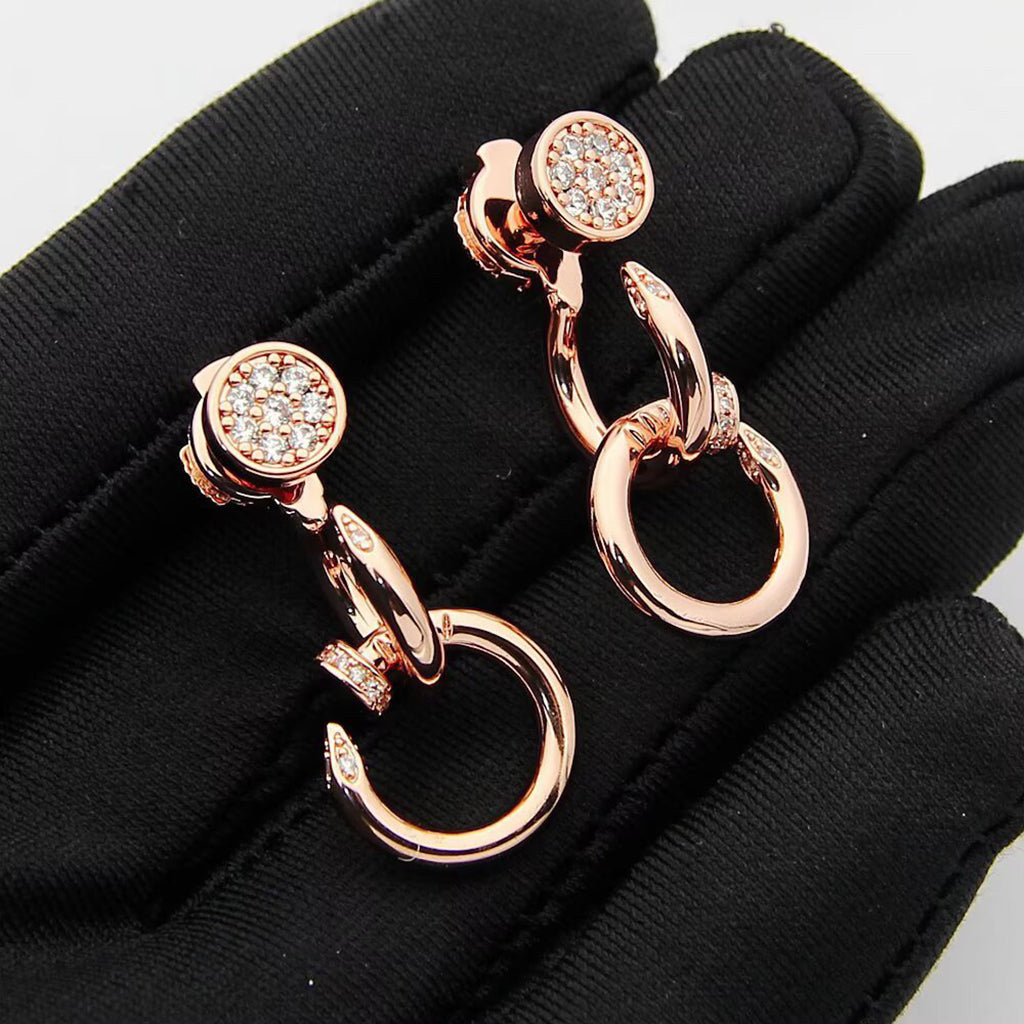 [AuraEcho]JUSTE HALF DIAMOND DOUBLE EARRINGS