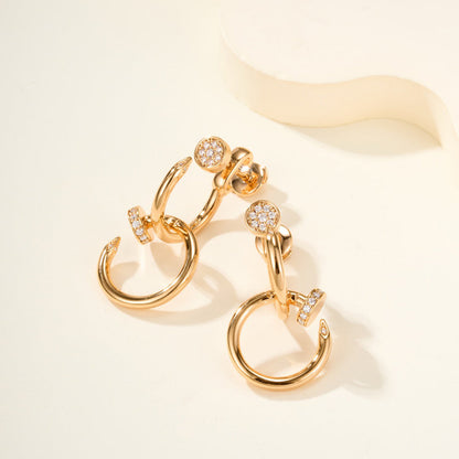 [AuraEcho]JUSTE HALF DIAMOND DOUBLE EARRINGS