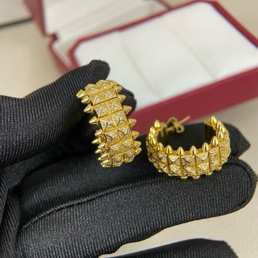 [AuraEcho]CLASH 9.2MM FULL DIAMOND DOUBLE ROW EARRINGS