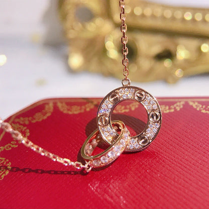 [AuraEcho]LOVE  FULL DIAMOND PENDANT NECKLACE