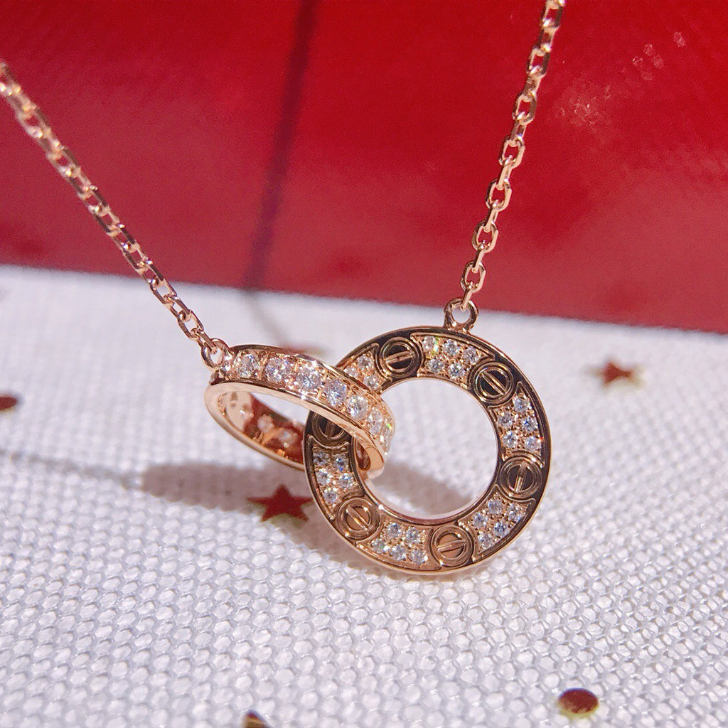 [AuraEcho]LOVE  FULL DIAMOND PENDANT NECKLACE
