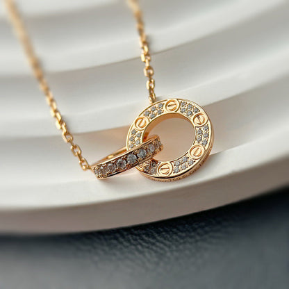 [AuraEcho]LOVE  FULL DIAMOND PENDANT NECKLACE