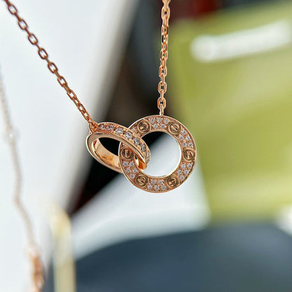 [AuraEcho]LOVE  FULL DIAMOND PENDANT NECKLACE