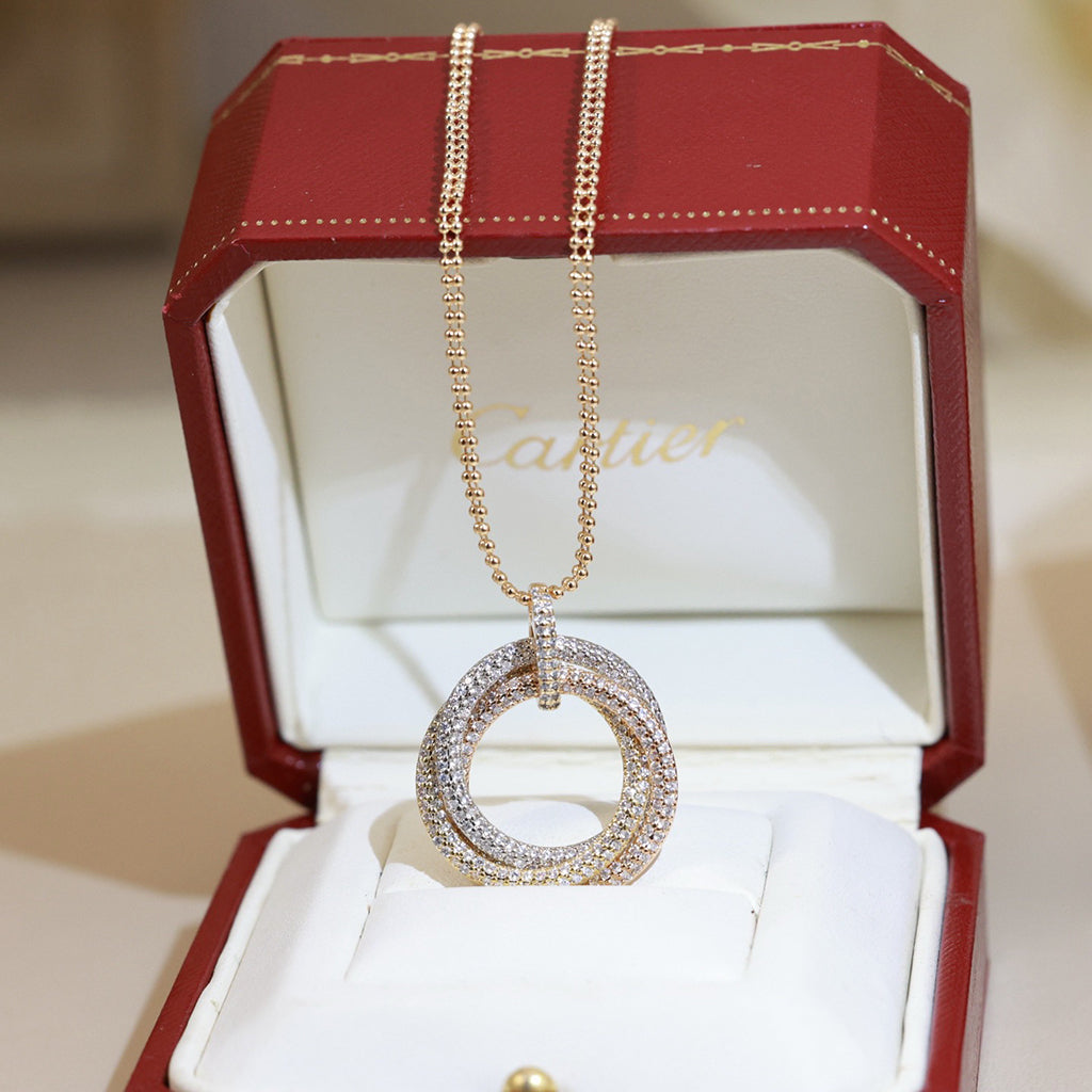 [AuraEcho]TRINITY LARGE FULL DIAMOND  NECKLACE