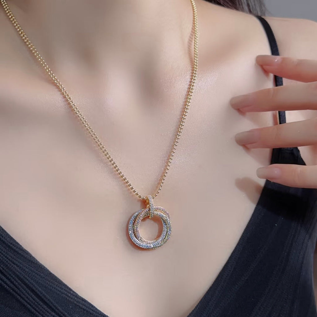 [AuraEcho]TRINITY LARGE FULL DIAMOND  NECKLACE