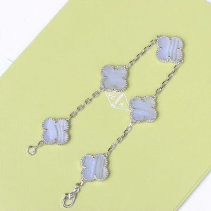 [AuraEcho] CLOVER 5 MOTIF PURPLE CHALCEDONY BRACELET COLLECTION