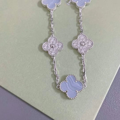 [AuraEcho] CLOVER 5 MOTIF PURPLE CHALCEDONY BRACELET COLLECTION