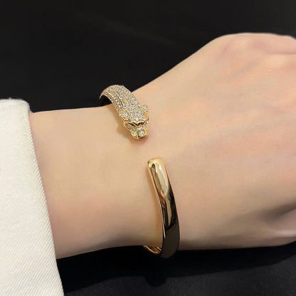 [AuraEcho]PANTHERE HALF DIAMOND OPEN BRACELET