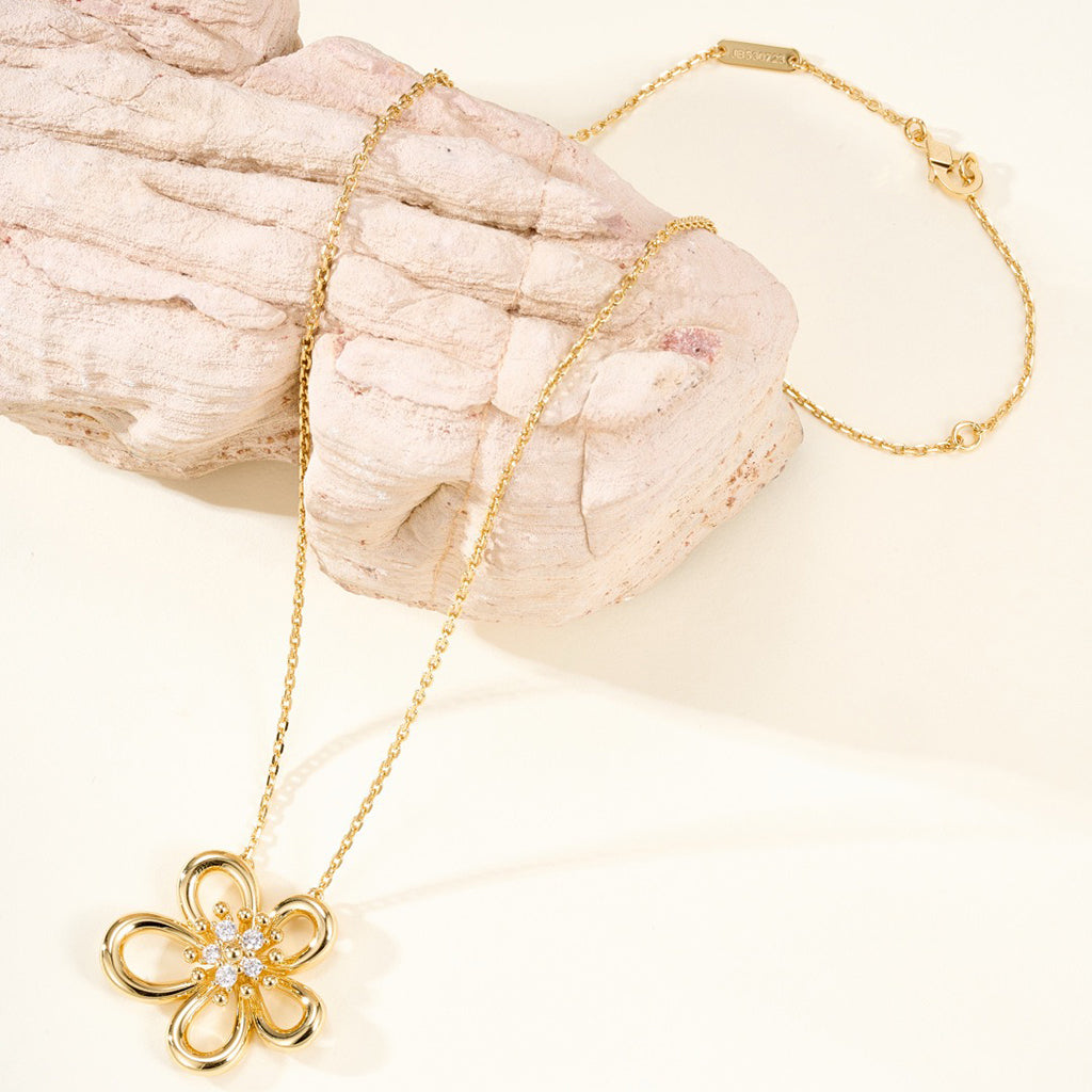 [AuraEcho]FLOWERLACE NECKLACE 5 DIAMONDS