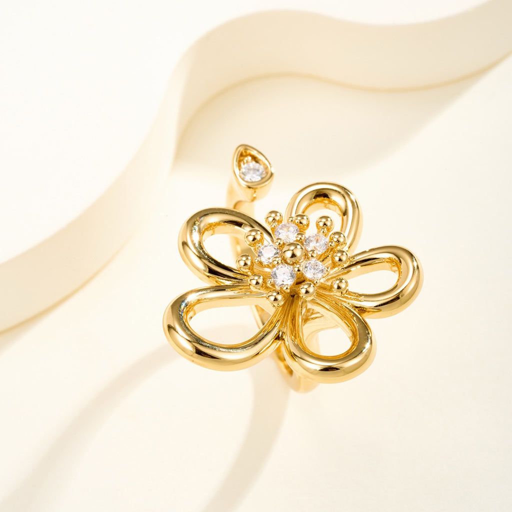 [AuraEcho]  FLOWERLACE OPEN RING 5 DIAMONDS